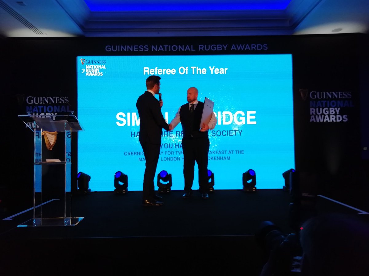 What a result for Hampshire.. Well done to Hampshire Si Aldridge... RFU Referee of the Year.
