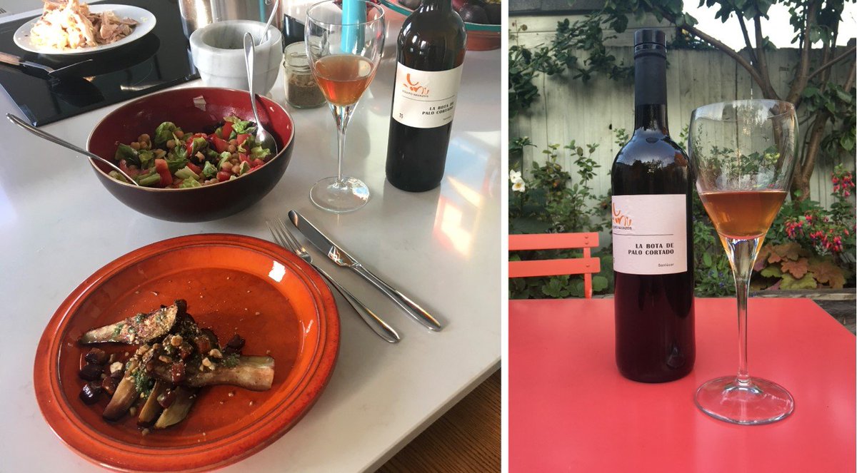 An uncommon pairing Palo Cortado with roasted aubergines, tahini dressing and dukkah 😋 Read about this mysterious Sherry and get the recipe on my latest blog pixelsrcheap.wordpress.com <a href="/EquipoNavazos/">Equipo Navazos</a> #florpower