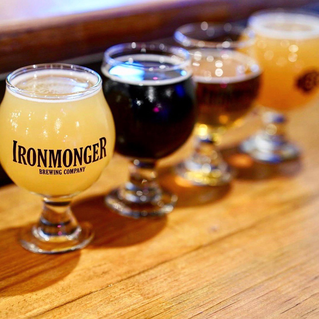 #ticketthursday is BACK! Join us in kicking your weekend off a bit early &amp;  get SIX 6oz pours &amp; a souvenir glass for only $12!  We’re open til 9pm! #ironmongerbrewing