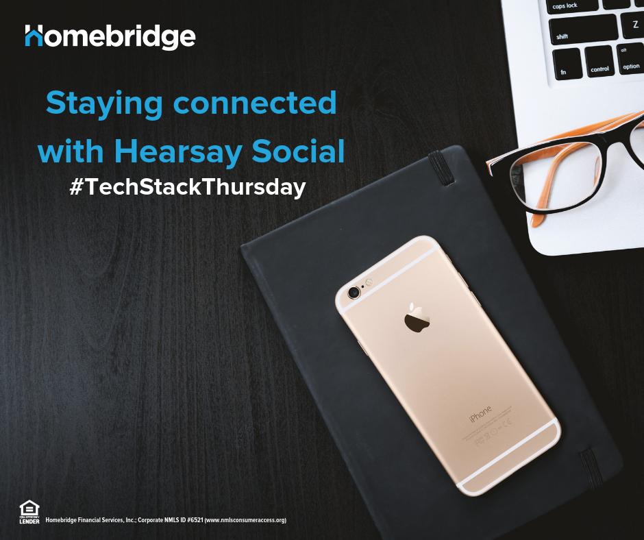 kecheatham's tweet image. Hearsay Social gives our Mortgage Loan Originators and Leadership team a way to stay connected and keep a pulse on the industry. #TechStackThursday