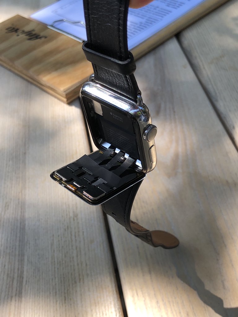 TwiSteffen's tweet photo. Apple perfect in planned obsolescence - one month after warranty - Genius says known problem (battery blows up) will be replaced for free - one day later pay 250 € - btw. you can not pay with Apple Pay - My first and last Apple watch! #Apple #CustomerUnfriendly https://t.co/QDObOBRpTA