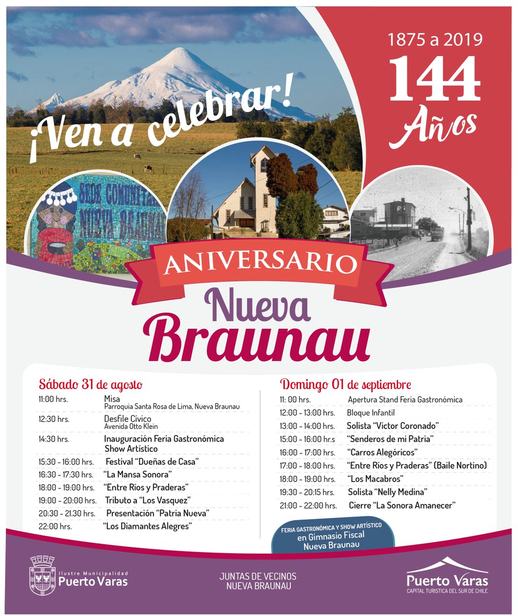 👉 Los esperamos este fin de semana para celebrar con todos nuestros amigos de #NuevaBraunau sus 1️⃣4️⃣4️⃣ años!