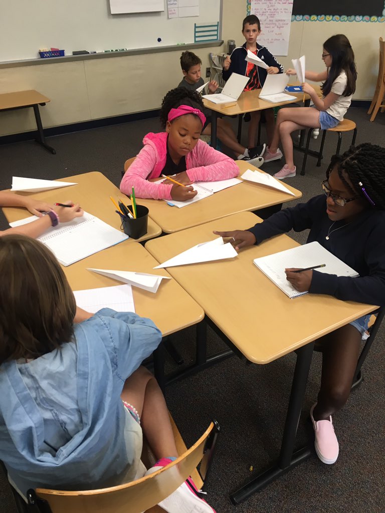 Working through the scientific method with paper planes. Started with a prototype and made quantitative and qualitative observations to spark some questions.