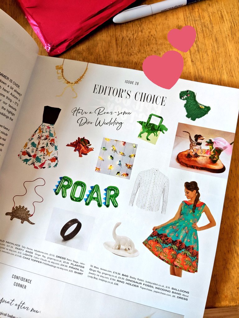 Errrrrmagawwddd I've only gone and made the Editors Choice page! And will you LOOK at that cover 😍 *Does happy dance* 
#weddinginspiration #wedding #RocknRollBridemagazine #RocknRollBride #weddinginspo #dinosaur