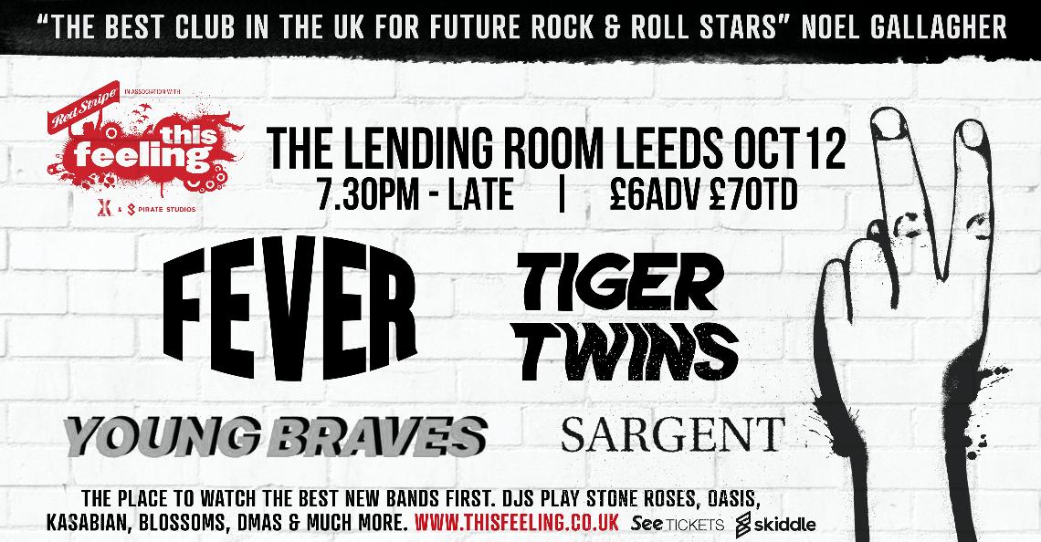 #JustAnnounced <a href="/YoungBravesUK/">Young Braves</a> <a href="/TigerTwinsMusic/">Tiger Twins</a> Sargent join <a href="/FEVERBANDUK/">Fever</a> @TomLendingRoom Oct 12

Tix: thisfeeling.co.uk
