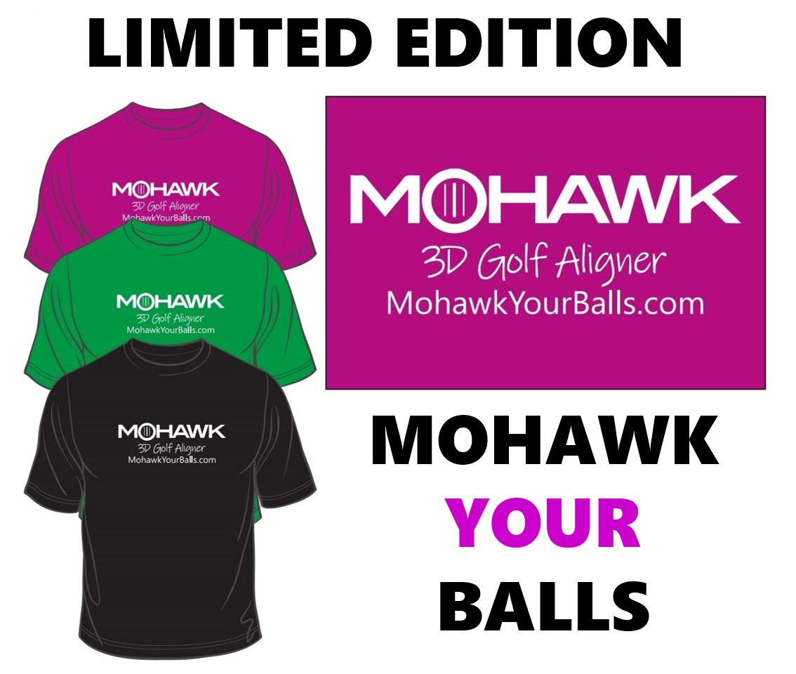 Labor Day weekend special! Get a Mohawk 3D golf aligner with all four of our double-tipped markers and a limited-edition t-shirt for only $38. Improve your putting by up to 15% and tell everyone to MOHAWK YOUR BALLS. Hurry, offer ends Tuesday, September 3rd.