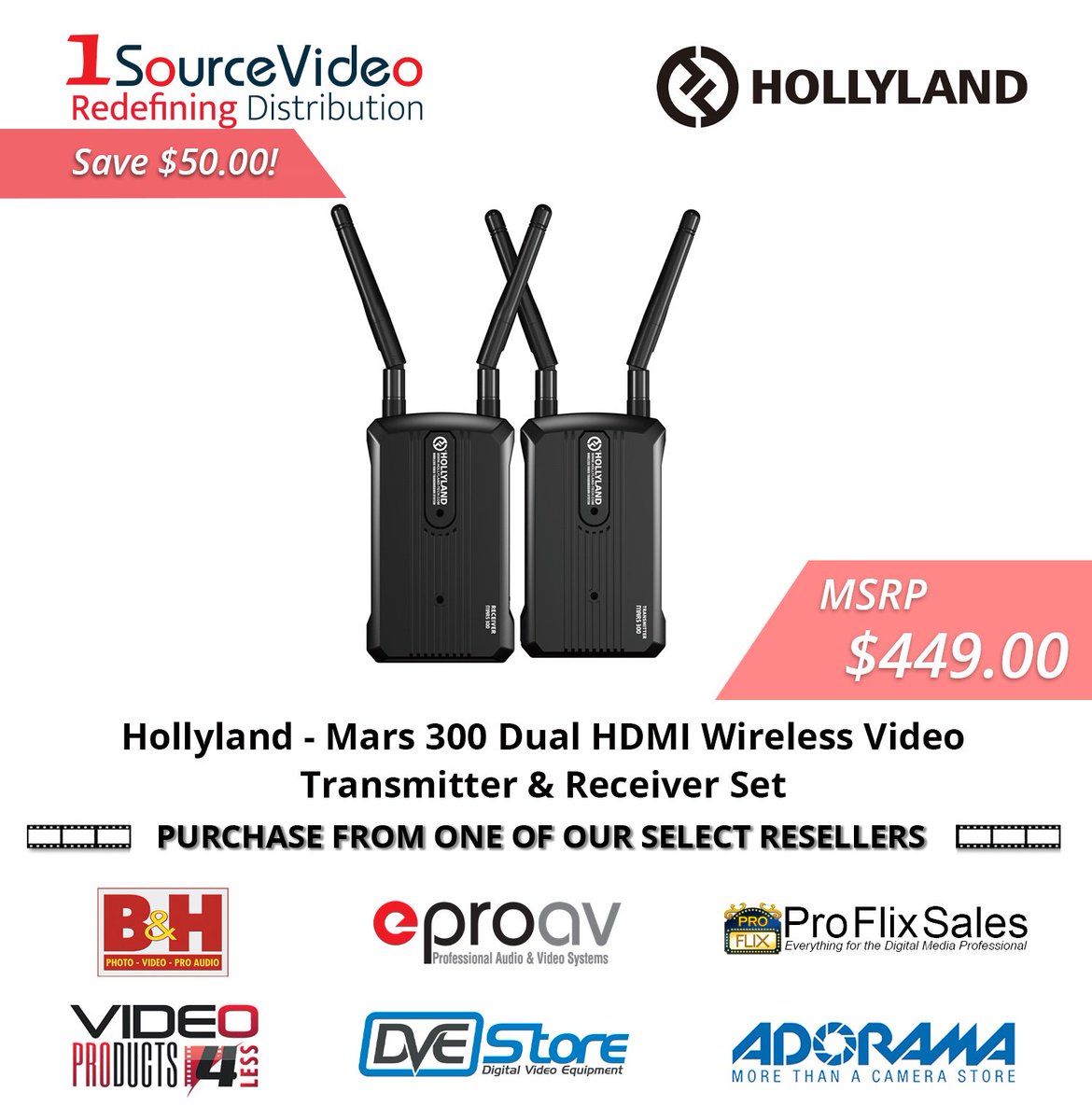 1sourcevideo's tweet photo. While supplies last, save $50.00 when you purchase a @HollylandTech Mars 300! #Hollyland #1SourceVideo #RedefiningDistribution #BandH #VP4L #EProAV #DVEStore #ProFlixSales #Adorama https://t.co/3KiJWtkSCs