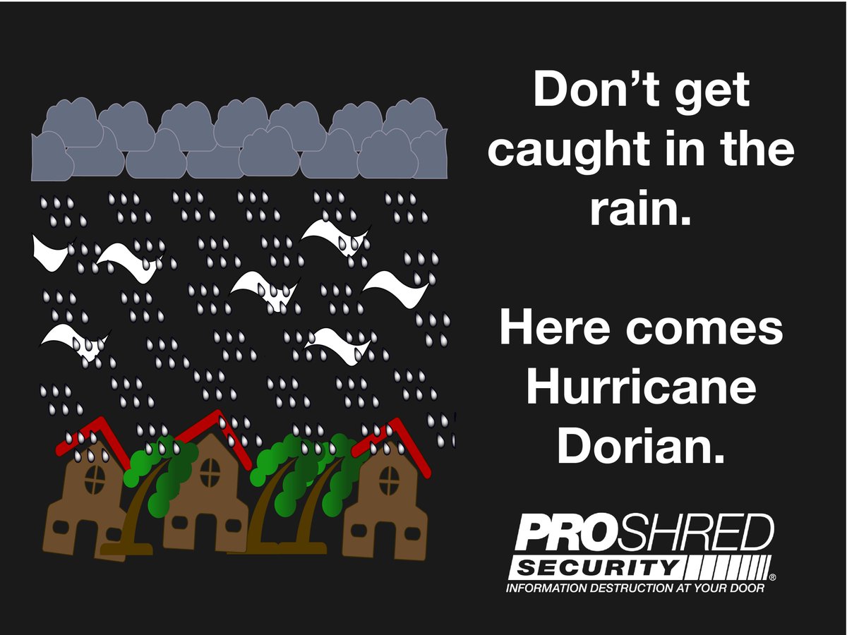 Make sure all of your unwanted documents are properly &amp; securely destroyed so your personal and confidential information doesn't get into the wrong hands. Shred the paper before it gets wet. We're ready when you're ready. Stay Safe. #PROSHRED #PROSHREDDERS #hurricaneshredding