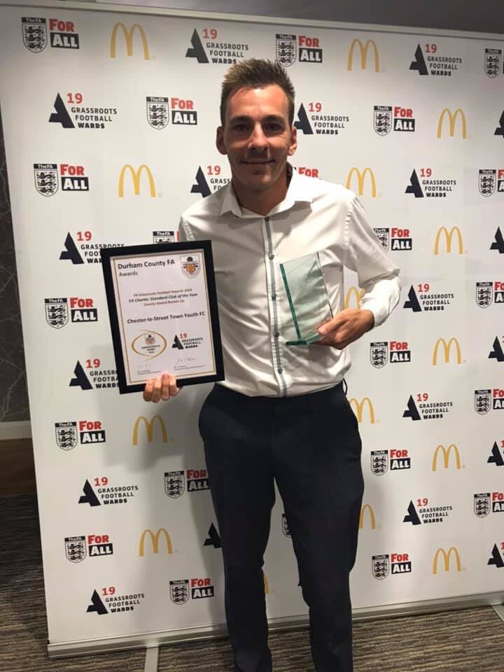 DaveySurrey's tweet photo. Absolutely delighted to receive Fa Charter Standard Club Of The Year Runner Up Award on behalf of @CestrianTweet FC π΅βͺοΈ β½οΈ#UpTheChester https://t.co/c6VHZmuM6D