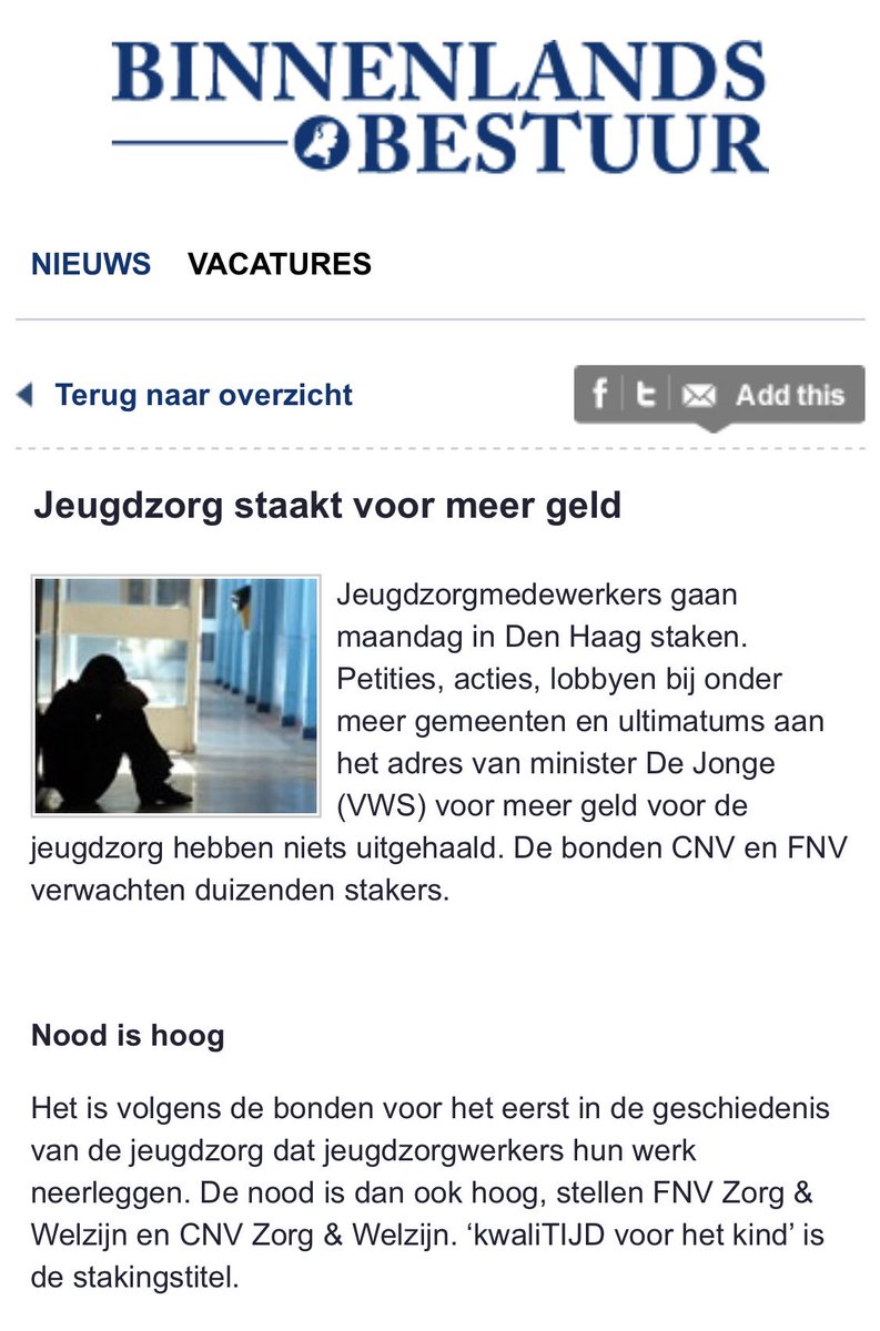 Jeugdzorgmedewerkers gaan maandag in Den Haag staken. Petities, acties, lobbyen bij onder meer gemeenten en ultimatums aan het adres van minister De Jonge voor meer geld voor de jeugdzorg hebben niets uitgehaald. bit.ly/2ZCc9hk #jeugdzorg #staking