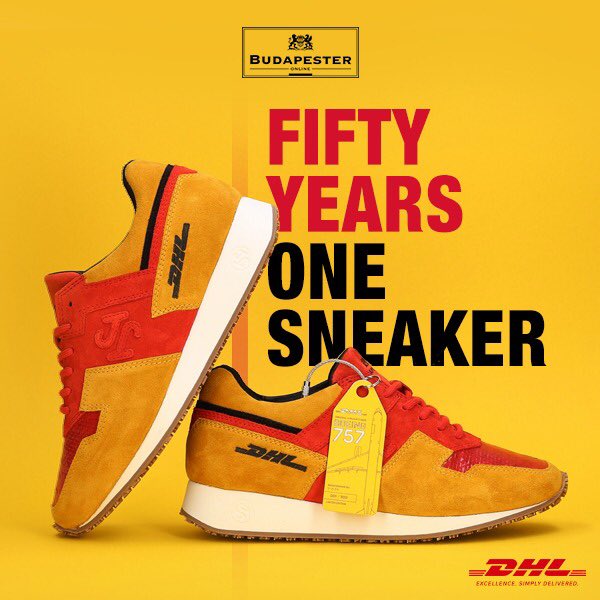 Mybudapester.com on X: "The iconic -&gt; DHL 1 Sneaker - MYBUDAPESTER x  @DHLexpress x SONRA celebrating 50YEARS of DHL Every shoe is unique and  comes in a special designed DHL box. The