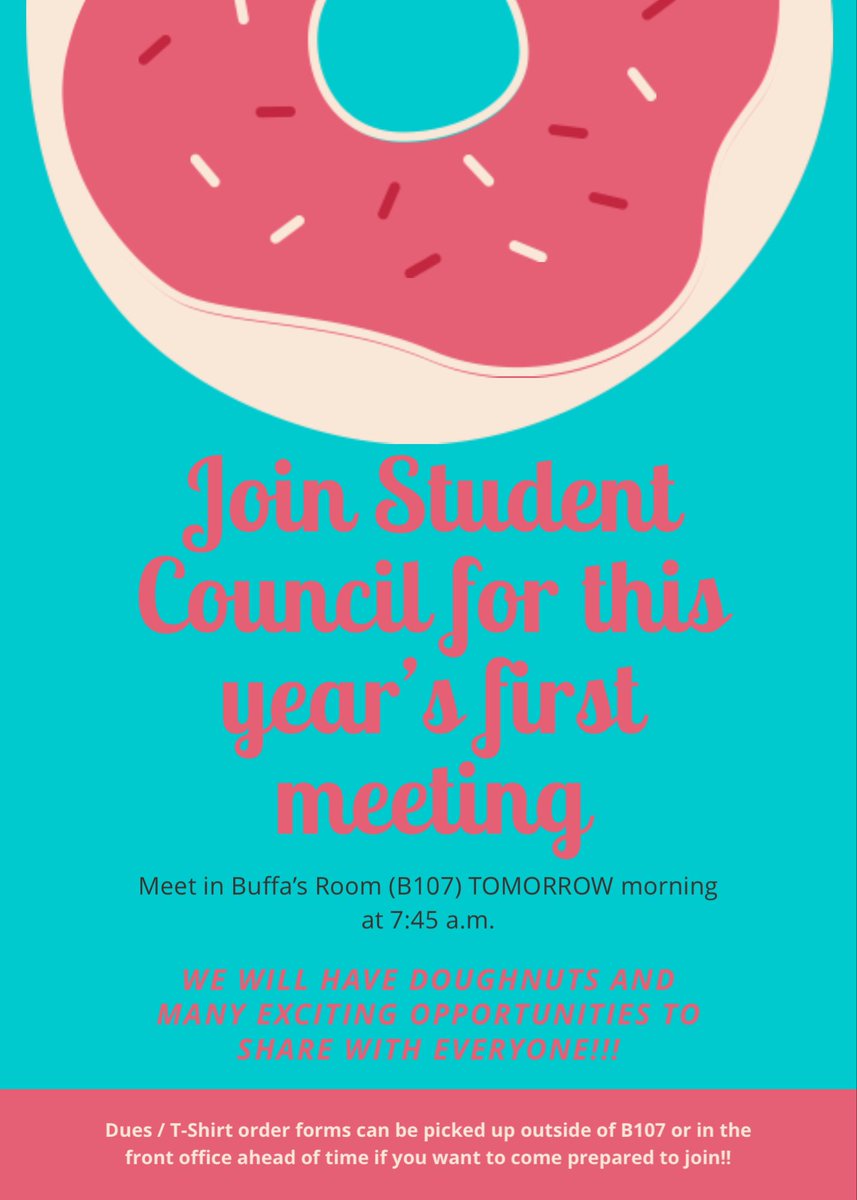 Hey Raiders!! Join Us for our first meeting tomorrow in Ms.Buffa’s room B107 @ 7:45 am!!