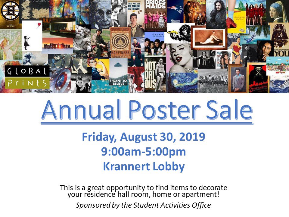 Our annual poster sale will be happening all day tomorrow in the Krannert lobby! Make sure to stop by!!!