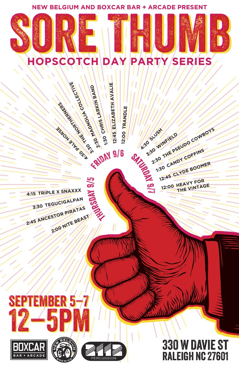 slushband's tweet photo. yo we’re playing in North Carolina in the city of Raleigh at Hopscotch music festival at this day party on September 7th at 4:30 in the afternoon 😄 https://t.co/djVDVKcXS7