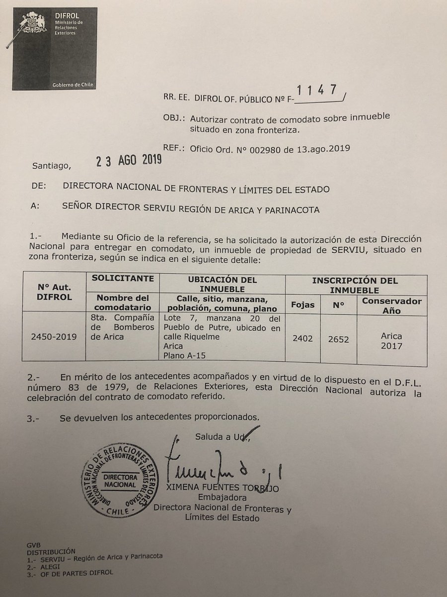 diegopacom's tweet photo. MINISTRO DE RELACIONES EXTERIORES 

Importante reunion con Canciller Teodoro Rivera solicitando acelerar temas importantes en la provincia de #Parinacota La LUZ para #GeneralLagos Cuidar nuestras #Aguas fronterizas y Autorización de Difrol para Terreno a #Bomberos
#DiegoPacoCore https://t.co/Hgo0RO5Iaw