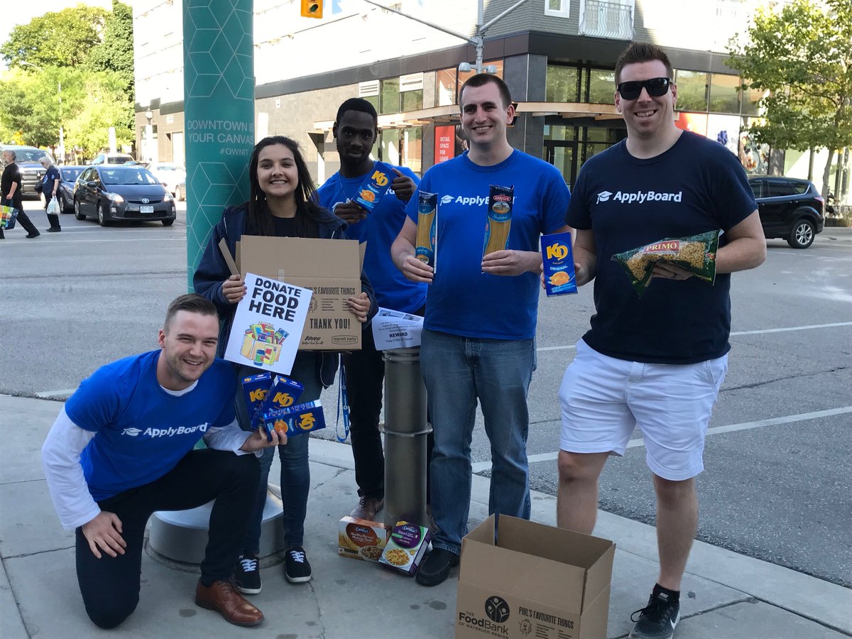 ApplyBoard's tweet photo. @CTVKitchener How a plate of macaroni inspired a challenge to give back to the community. We nominate @Sortable, @SmileRewards, @GoBonfire, @Vidyard, and @AuvikNetworks to donate non-perishable items to @foodbankwatreg for the #FullBellies initiative. #KWAwesome https://t.co/kcFmtomryW