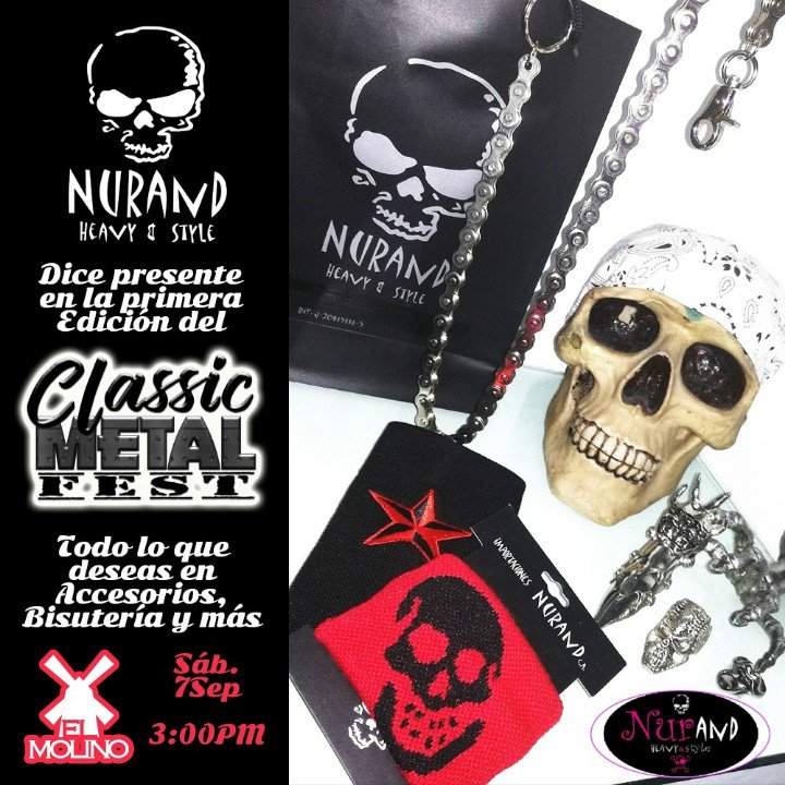 Tú que amas las cosas buenas y cuando se trata de #Accesorios para complementar tu look rockero 💀 buscas originalidad, te invitamos a visitar el stand de Nurand, este #7Sep en <a href="/ElMolinoCcs/">El Molino Ccs</a> en el#ClassicMetalFest con full mercancía para elegir, además de precios súper accesibles
