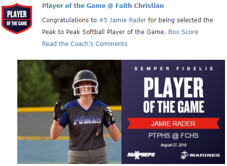 Jamie Rader was named the Peak to Peak Softball Player of the Game. t.maxpreps.com/2zuft3t via <a href="/MaxPreps/">MaxPreps</a>
<a href="/BoCoPreps/">BoCoPreps</a> #GoPumas