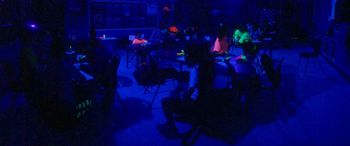 Black light math day! So much fun and learning happening at the same time! I loved seeing students be so enthusiastic about being at school! #AESPride <a href="/JeremyMcGintyKY/">Jeremy McGinty</a>