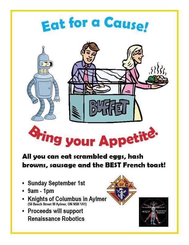 4525robotics's tweet image. Join us for breakfast this Sunday. All proceeds support our team and all the work we do both in our community and abroad! #RuralRobotics #OMGrobots