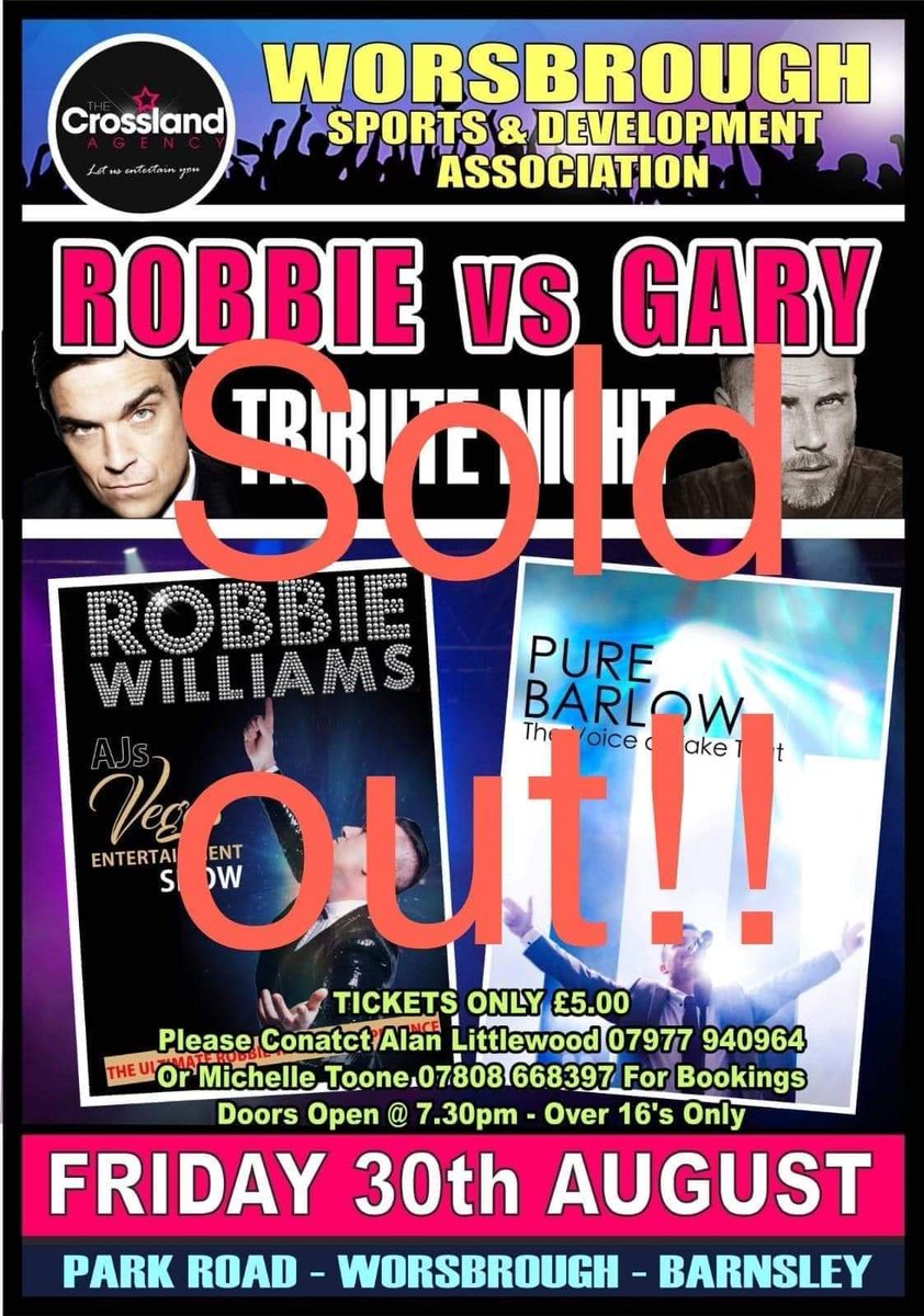 ajasrobbie's tweet photo. Tomorrows show is Sold Out 👏 gonna be a terrific night #Barnsley #garybarlow #robbiewilliams #tributeact https://t.co/HUjSb6QroG