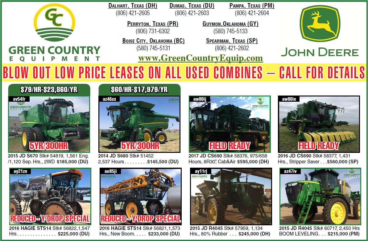 GREENCOUNTRYEQ's tweet photo. Check out our latest targeted used equipment listings, including BLOWOUT prices on ALL used combines!

View our full used inventory here👉 https://t.co/cSikIdbjV2 https://t.co/uYAxRnL78v