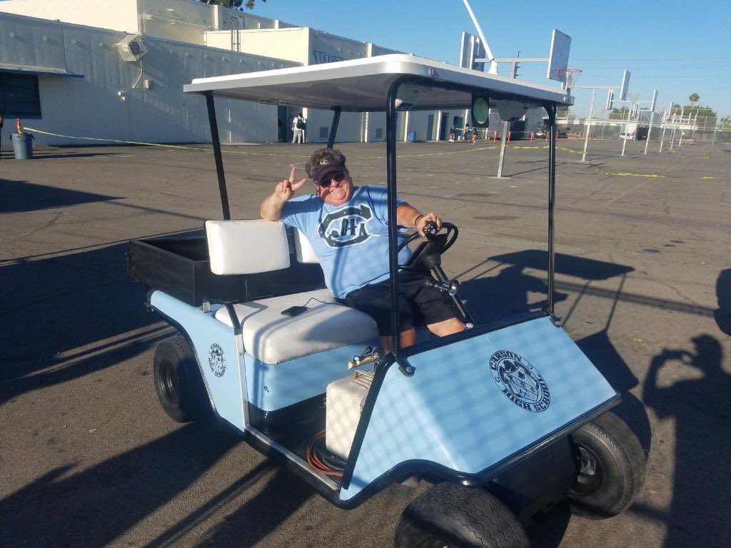 Softball: @CIFLACS Legendary Carson Championship Coach Cam Warner Showing Off Her New “Coltmobile” Before Tonight’s Home Football Game vs. Edison.