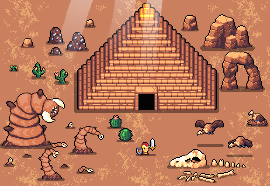 _phops's tweet image. Beware the desert! #pixelart #gamedev #Archvale