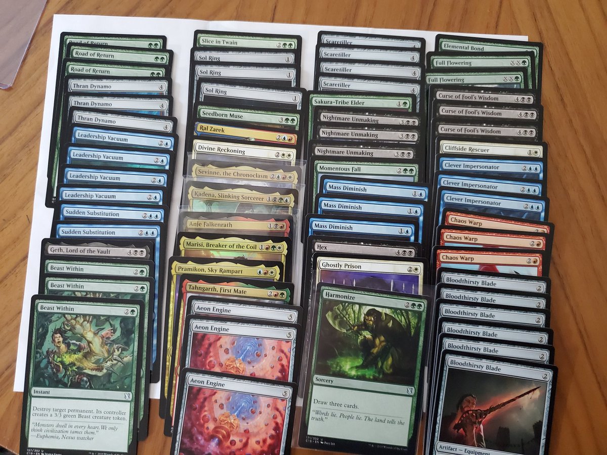 RobertHitchc0ck's tweet photo. Instead of buying #C19. I purchased all the new cards and multiple of the new staple cards. Aeon Engine is my new favorite card 😍. #commander2019 #MTG #edh https://t.co/nwcX0shCgC