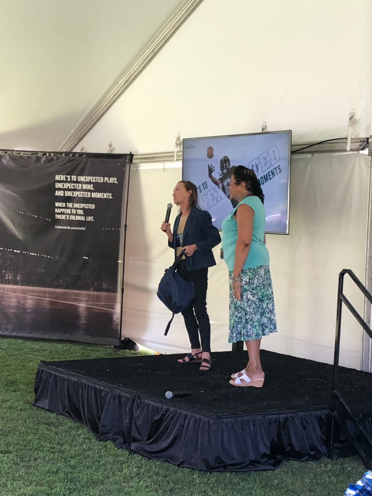 Our school supply drive was a success! @ColonialLife employees donated over 450 lbs of school supplies to <a href="/HBRhame/">H.B. Rhame</a> Elementary. We were so happy to be able to tell Ms. Primus all about it at our celebration with <a href="/UofSC/">University of South Carolina</a> #unexpectedmoment #ColonialLifeCares