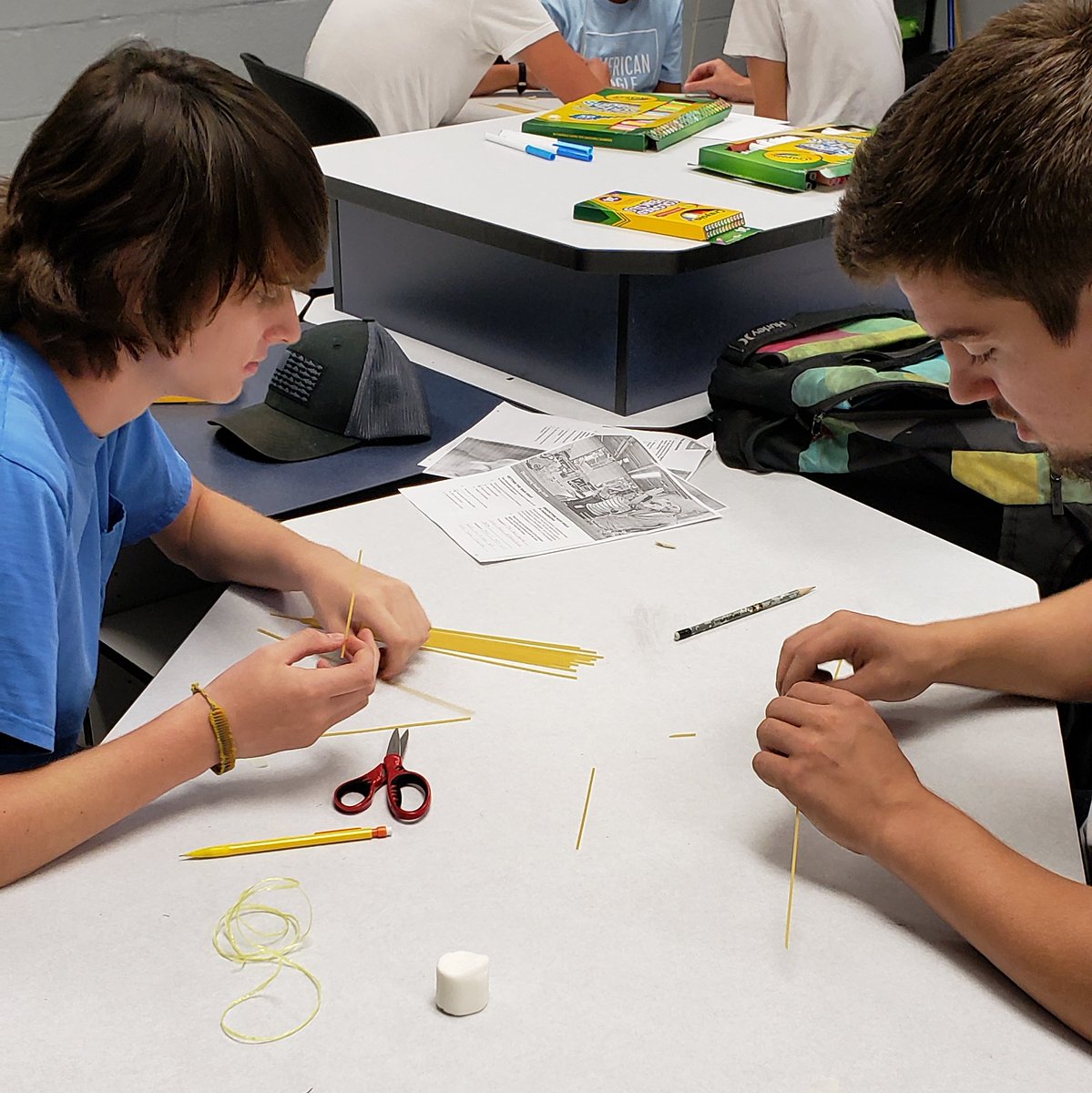 MrsEllis_TED's tweet photo. JAHHS Technology Engineering &amp; Design students (plus a few other classes) took on #TheMarshmallowChallenge today! The tallest tower came it 23 1/4 in.  Teamwork and problem solving for the win!! #holmeshappenings https://t.co/yMvHoGCCmW