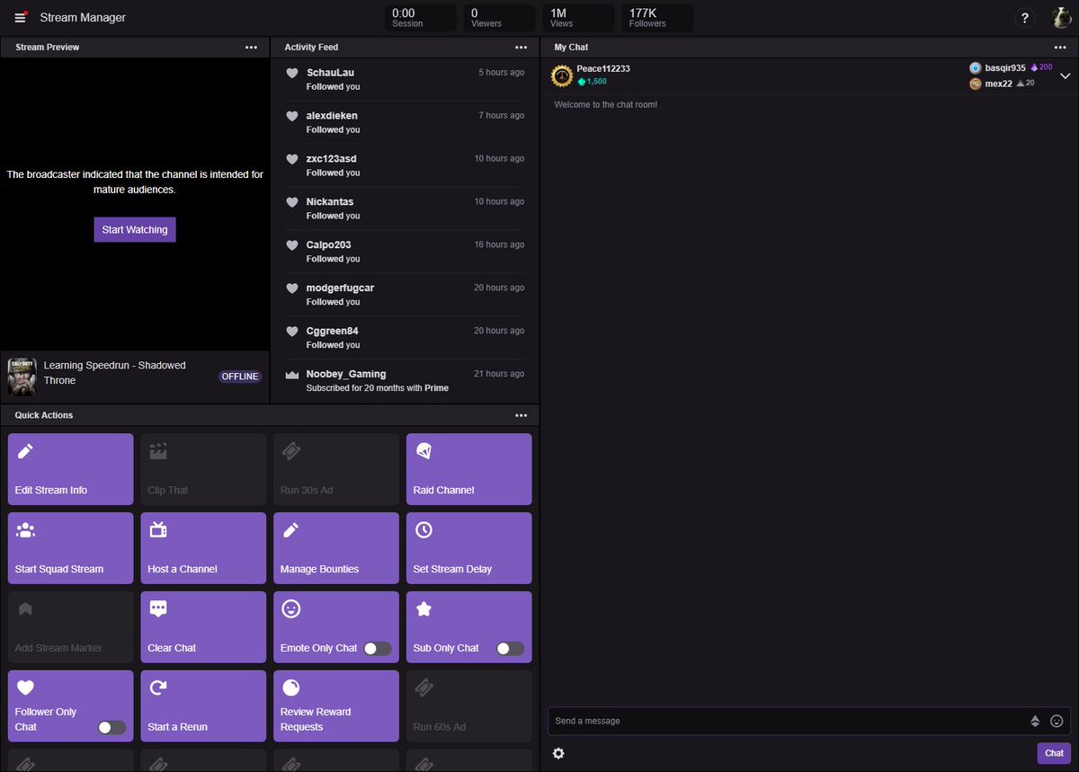 Smart I Like The New Twitch Dashboard A Lot Few Things Seem To Be Missing Like Active Sub Count But Other Than That I M On Board With It T Co Erbpl31d0d