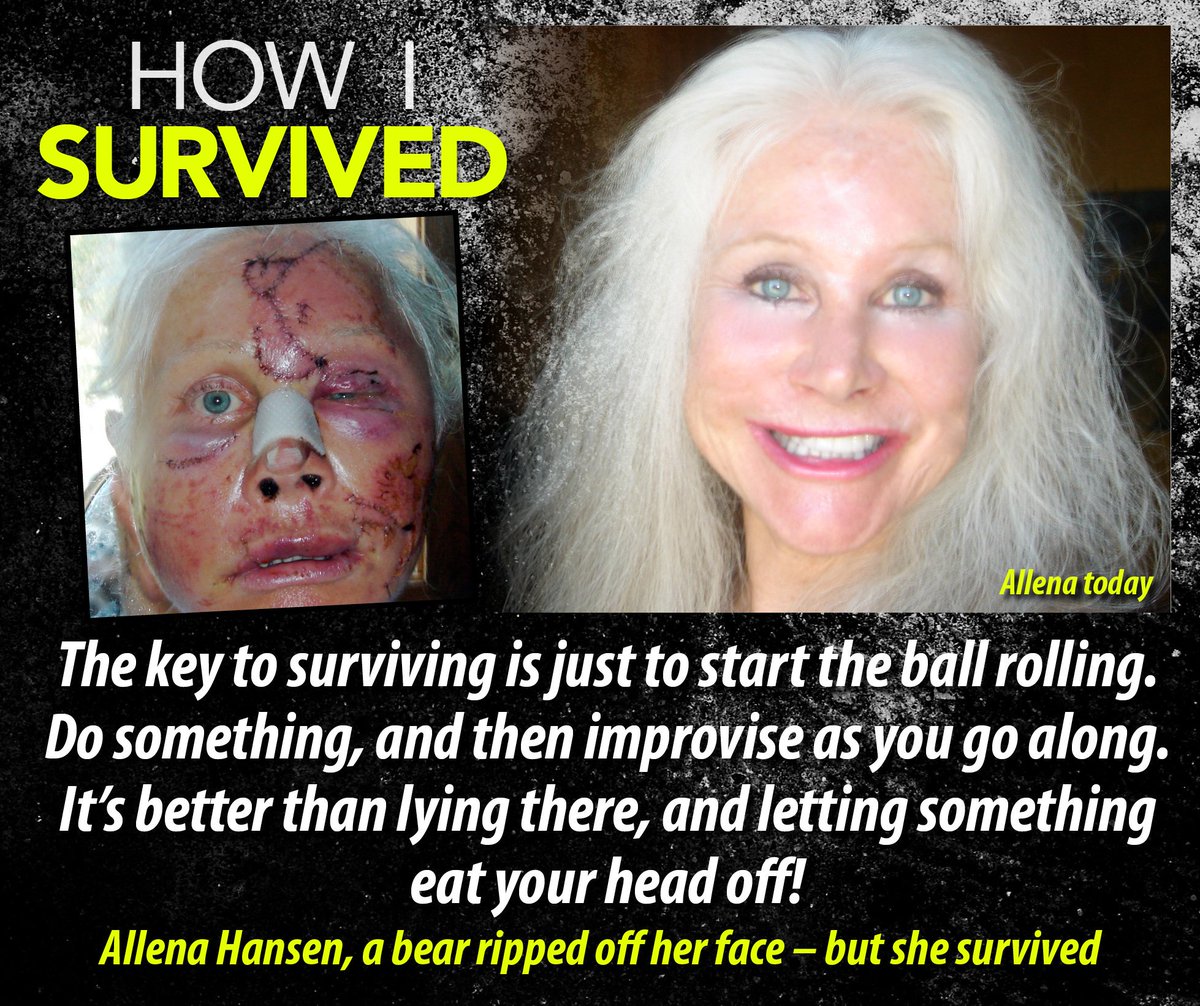 SurvivedPod's tweet photo. We're back, and we're tweeting! Season 3 kicks off with the fearless Allena Hansen. Brutally attacked by a bear, she fought for her life. And so did her beloved dogs. Listen wherever you get your podcasts! #survivor #howisurvived #heroes #bearattack https://t.co/PAaqbxwmo5