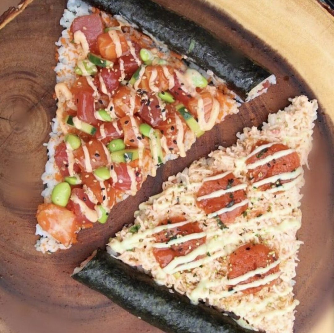 alwaysushii's tweet photo. sushi pizza... would you like to try it? https://t.co/qThSmoFTLM