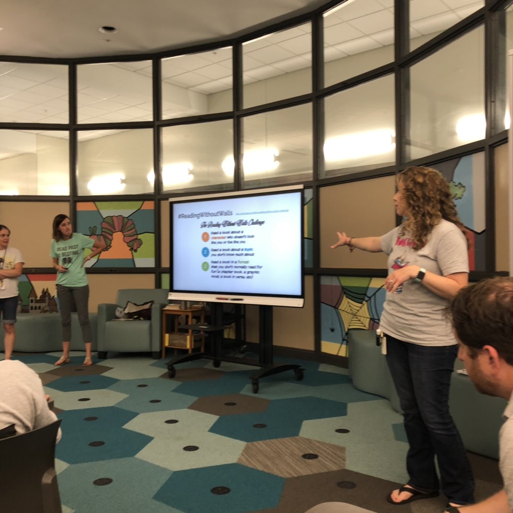 KimMroczek's tweet photo. Thank you @colmestdagh for bringing @colbysharp and his message to our staff! #bookchoice #bookaccess Also, huge shoutout to @HamlinLibrary for presenting too! #RCSCountOnMe https://t.co/jFzXQ8TW4K