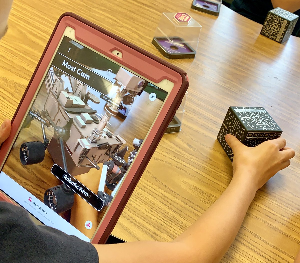 I knew the merge cube was cool and the kids would like it, but oh my how they ❤️ LOVE ❤️ it! So much excitement exploring our solar system and beyond! #MERGECube <a href="/MergeVR/">Merge</a>  <a href="/PearlHaskew/">Pearl Haskew</a>  @empowermcpss  #LearningLeading