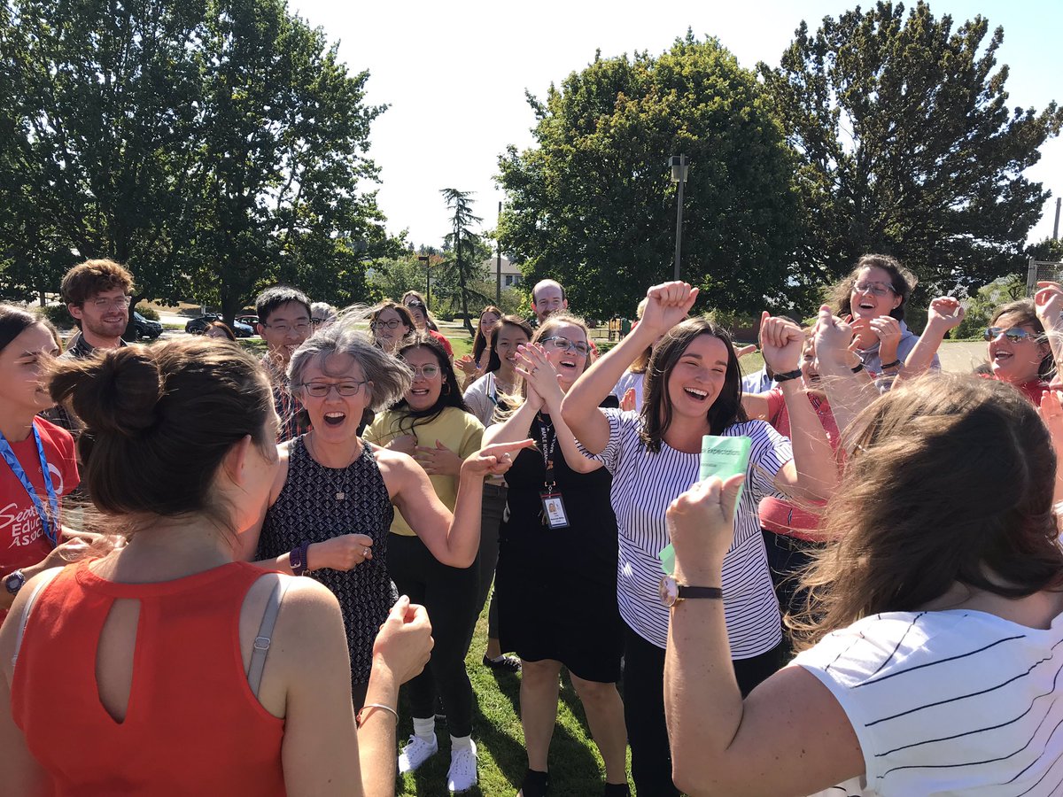 ElementaryMaple's tweet photo. After three great TRI days our staff is excited to launch the year! Day two featured team building (through Rock Paper Scissors) and a Quest to find the #MapleWay. Today we unpacked our #StrategicPlan and #SeattleExcellence. @ElementaryMaple is #chartingourcourse for 2019-2020! https://t.co/3fBSqWt0Bu