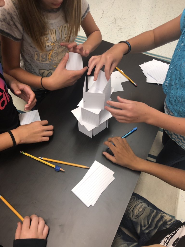 mrsgrimaldi3's tweet photo. Today we worked on reviewing adjectives mixed with team building! Itโs fun to build a tower full of adjectives ๐โ๏ธ #AdjectiveShowdown #WCMiddles https://t.co/4U44TMayEo