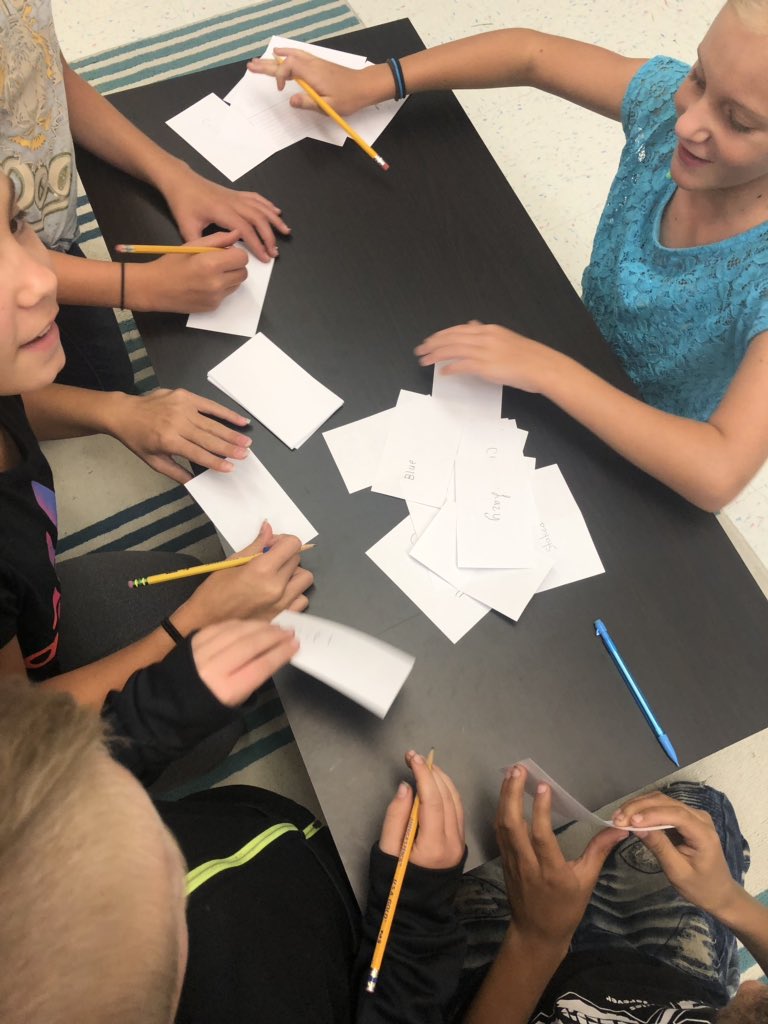 mrsgrimaldi3's tweet photo. Today we worked on reviewing adjectives mixed with team building! Itโs fun to build a tower full of adjectives ๐โ๏ธ #AdjectiveShowdown #WCMiddles https://t.co/4U44TMayEo