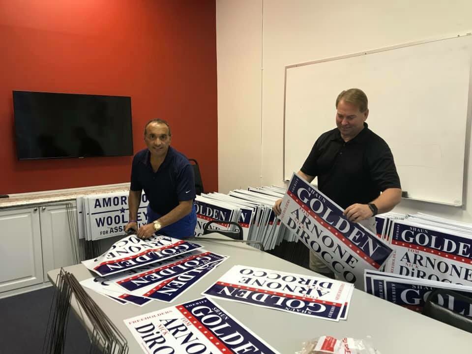 MonmouthTeam's tweet photo. We spent the night walking in Monmouth County and putting yard signs together to promote the best County in NJ! @tom_arnone @sheriffgolden @MonmouthGOP 
#NJElections2019 https://t.co/SGHecyf1PP
