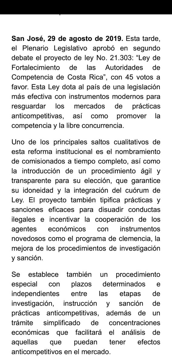 JuanDGut's tweet image. Aprobada la “Ley de Fortalecimiento de las Autoridades de Competencia de Costa Rica&quot;. ¡Pura vida! 👏🏼