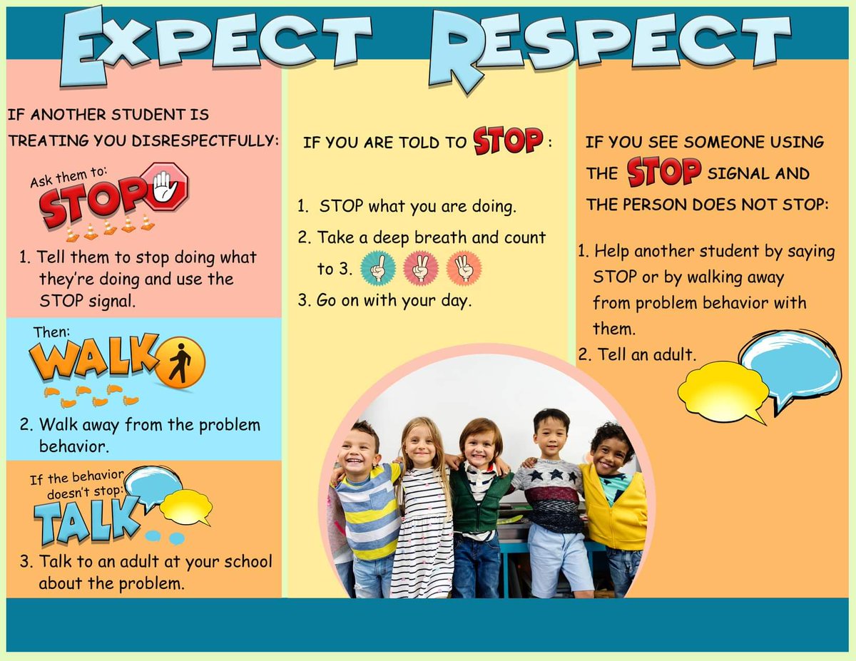 AVIDCoyotes's tweet photo. In Snowline, we Expect Respect! All students have been trained in the proper protocol when they are not being respected. Please help us reinforce our Expect Respect Campaign by reinforcing the following:
#WeAreSnowline #StopWalkTalk #ExpectRespect https://t.co/0NEov40SfW