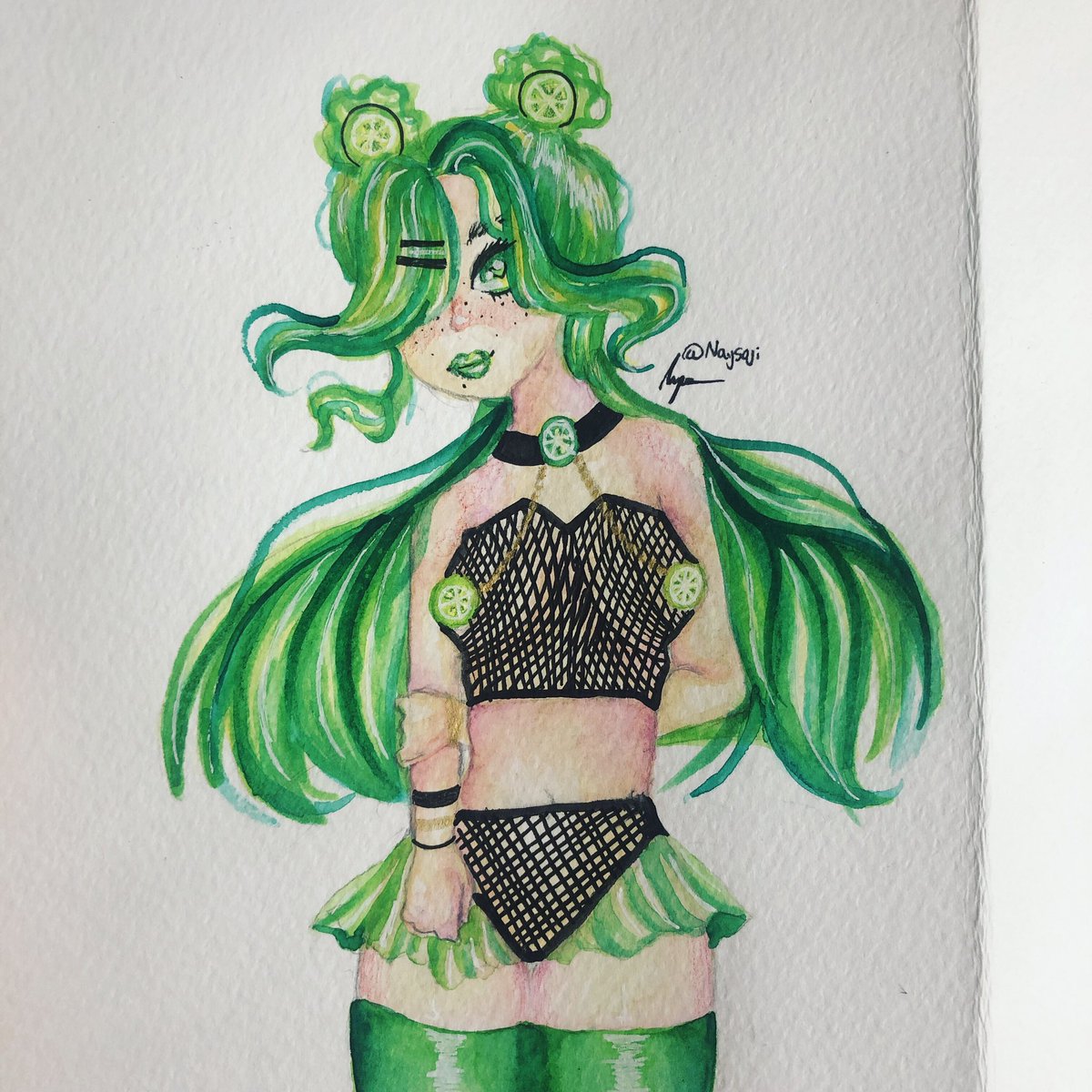 naysoji's tweet photo. Didn’t really like how this one turned out. But I’m still new to watercolor! Here is my #drawthisinyourstyle for @lord_gris! 
.
.
.
#grisgiveaway #watercolor #cyberpunk #art #artwork #doodle #doodling #draw #drawing #instaart #ink #inking #crayola #colored #color #naysoji #pencil https://t.co/ruVYvB07SU