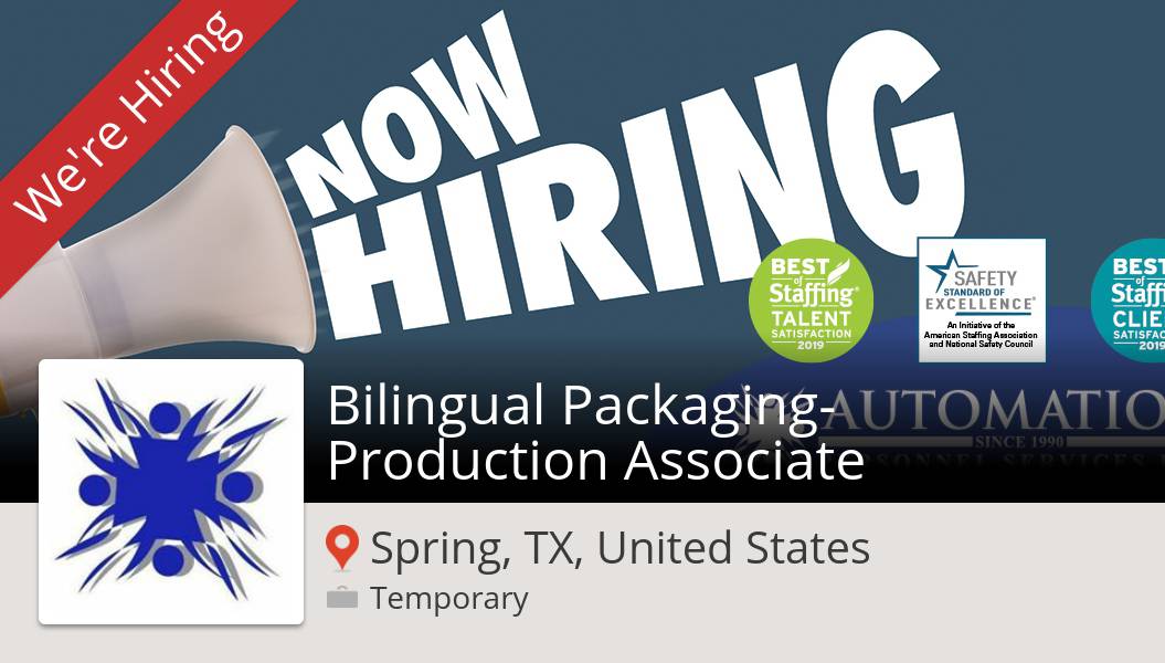 APSTemps's tweet image. #AutomationPersonnelServices is looking for a Bilingual #PackagingProduction #Associate, apply now! (#SpringTXUnitedStates) #job workfor.us/apstemps/hd2b #job #hiring