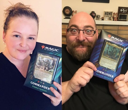 filthymtgcasual's tweet photo. We ordered 3 sets of each commander 2019 deck. Can’t wait to play this. The plan is to take turns playing each deckbin our playgroup. #c19 #commander #commander2019 https://t.co/d5bc71rJEO