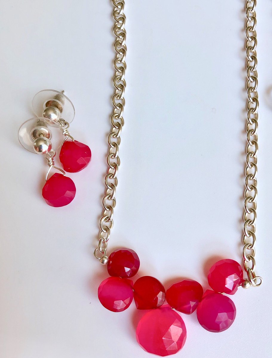 Excited to share this item from my #etsy shop: Scarlet Monroe necklace #jewelry #necklace #necklaceearringset #hotpinkgems #earnnecklaceset #chalcedonyset #pinkgemjewelry #chalcedonynecklace #sterlinggemnecklac etsy.me/346BjbD
