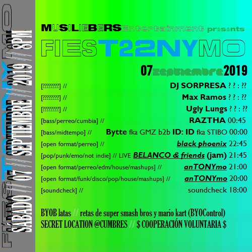 djantonymo's tweet photo. #MSLBRSEnt presents #fiesT22NYmo

SÁB/07/SEPTIEMBRE/2019
8PM
LOCATION @/CUMBRES (por DM)

https://t.co/0ZRflPJHtp

@foorbieitslit @pulpz_05 https://t.co/YDoaHu2Aq3