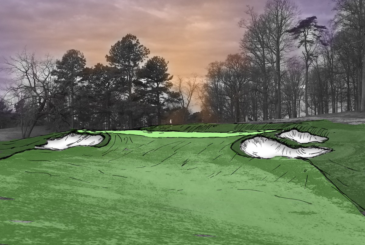 It has taken a long time to get to this point <a href="/usnagolf/">Naval Academy Golf</a> 

Lots of daydreaming becoming reality!  The par 4,10th is coming to life.  

Decades ago the bunkers were filled in or edges grassed over. Reconnecting the bunkering to the original "pad" is one of our main goals.