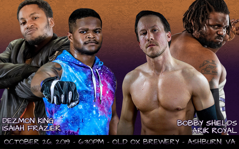 CRABWrestling's tweet photo. JUST ANNOUNCED:
King/Shields have had tension rising high ever since our relaunch event at #ViceEffect. At #AlphaOx, Royal shockingly captured the Southern MD Championship from Frazier. At #OXORCIST, these four compete in tag team action!
🦀 Tickets: https://t.co/JPWFsT6cBu 🦀 https://t.co/SlVUMl3zHH