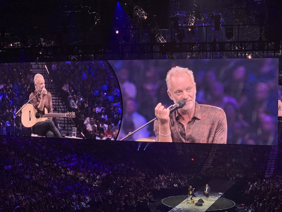 ChrisBogDog's tweet photo. Pretty amazing to work for @Cisco and have @OfficialSting and @ChuckRobbins on the same stage together!  #CiscoIMPACT https://t.co/VTWPBn1Yhr